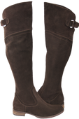 Obuwie Kozaki Damskie Czekoladowe Oficerki Muszkieterki Wysokie za kolano skóra naturalna Welurowa 154 ElitaBut