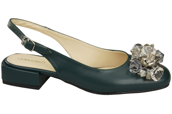 Obuwie Damskie Sandały Malachitowe z Kryształkami Skóra naturalna 215 ElitaBut