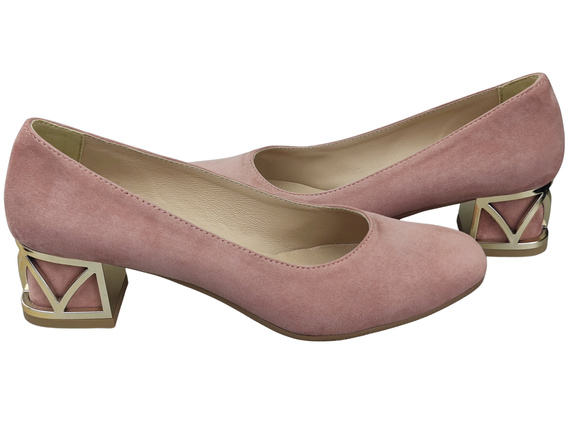 Comfortable Women's Shoes Pumps with Decorative Heel Natural Suede Leather 219 From ElitaBut