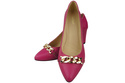 Classic Women's  Pumps Shoes made of Natural Leather with a Gold Decorative Chain 200 ElitaBut