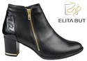 Obuwie Botki Damskie Ocieplane  skóra naturalna Czarne 881  Z ElitaBut