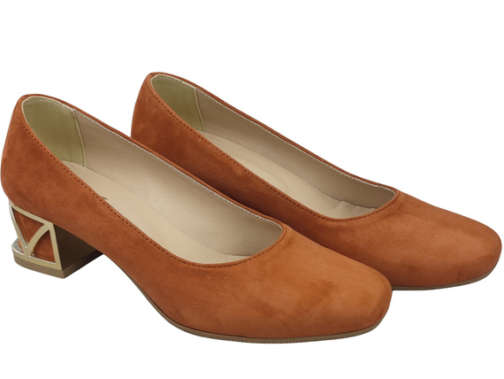 Comfortable Women's Shoes Pumps with Decorative Heel Natural Suede Leather 219 From ElitaBut