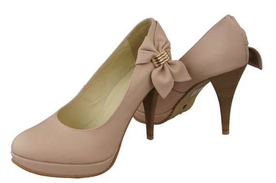 Obuwie Damskie Czółenka na Podsuwce skóra naturalna Róż Pudrowy 976 ElitaBut