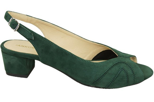 Obuwie Damskie Sandały skóra naturalna zamszowa Zielone 991 ElitaBut