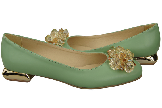 Women's Pumps with Crystals Flat Natural Leather 216 ElitaBut