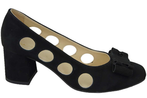 Obuwie Damskie Czółenka Czarne Skóra naturalna zamszowa 182 ElitaBut