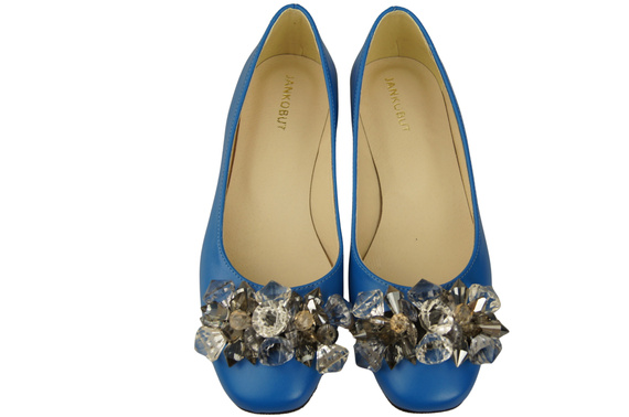 Women's Pumps with Crystals Flat Natural Leather 216 ElitaBut