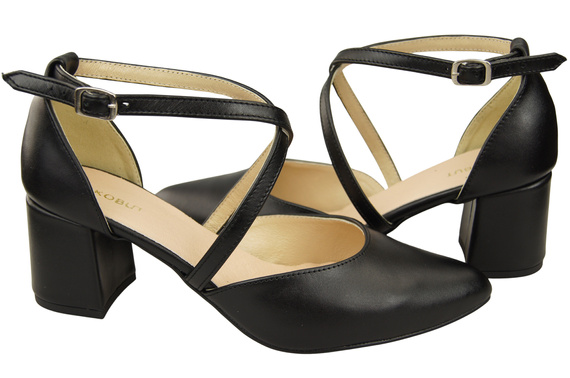 Elegant Leather Sandals with Open Sides on a Stable Heel 218 ElitaBut