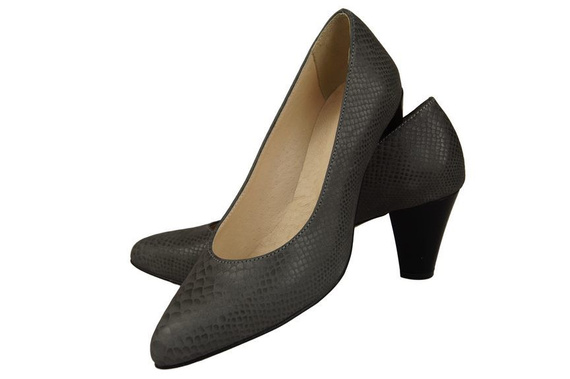 Obuwie Damskie Czółenka skóra naturalna motyw łuski Popielate 927 ElitaBut