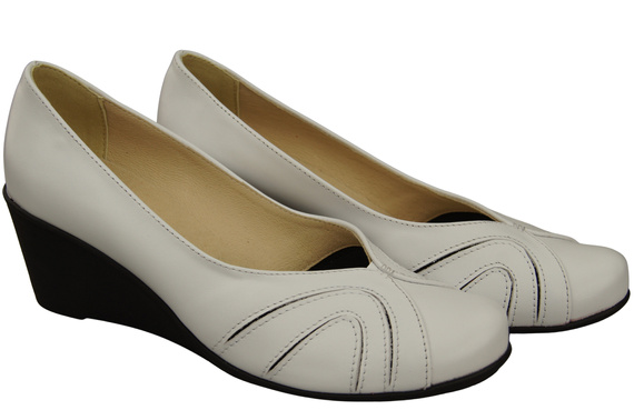 Women's Black Natural Leather Wedge Pumps 828 ElitaBut