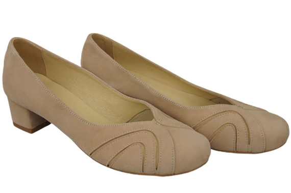 Obuwie Damskie Czółenka skóra naturalna zamszowa Róż Pudrowy 786 Z ElitaBut