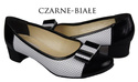 Obuwie Damskie Czółenka skóra naturalna Białe Czarne 732 ElitaBut