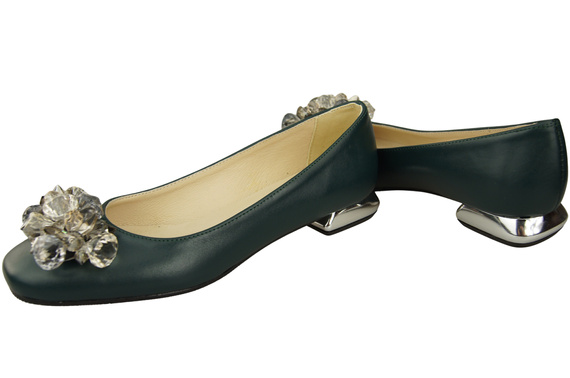 Women's Pumps with Crystals Flat Natural Leather 216 ElitaBut
