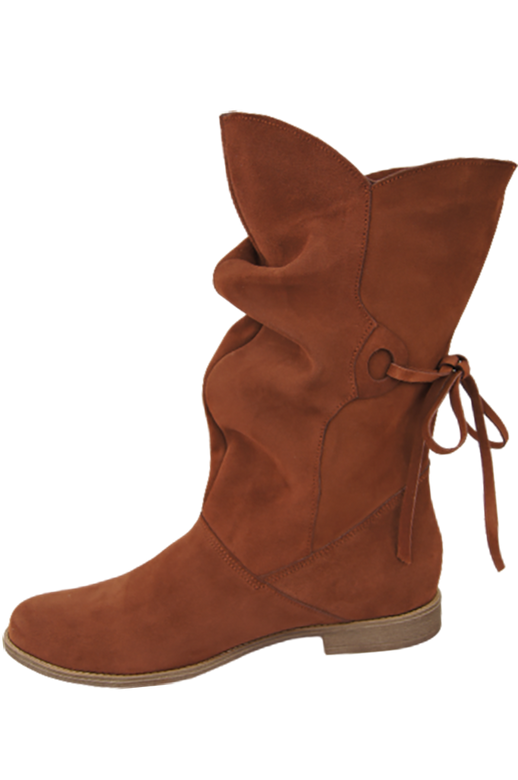 Obuwie Botki Damskie Wiosna / Jesień skóra naturalna welurowa Kasztanowe 999 L ElitaBut