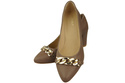 Classic Women's  Pumps Shoes made of Natural Leather with a Gold Decorative Chain 200 ElitaBut
