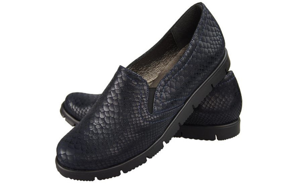Obuwie Półbuty Damskie skóra naturalna Granat Łuska 929 ElitaBut
