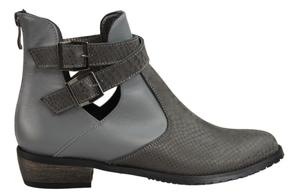 Obuwie Botki Damskie skóra naturalna Popielate Łuska 931 ElitaBut