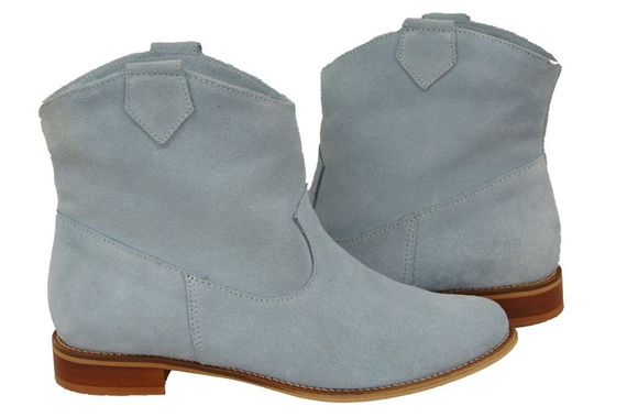 Obuwie Botki Damskie Wiosna / Jesień skóra naturalna welurowa Niebieskie 132 L ElitaBut