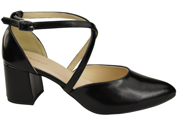Elegant Leather Sandals with Open Sides on a Stable Heel 218 ElitaBut