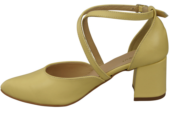 Elegant Leather Sandals with Open Sides on a Stable Heel 218 ElitaBut