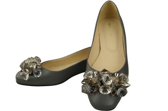 Women's Pumps with Crystals Flat Natural Leather 216 ElitaBut
