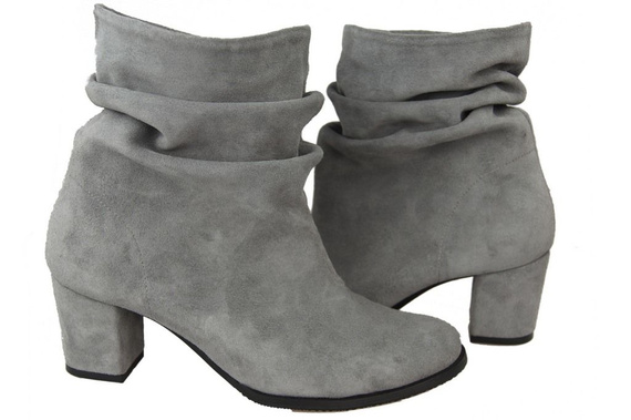 Obuwie Damskie Botki skóra naturalna Popielate 986 ElitaBut