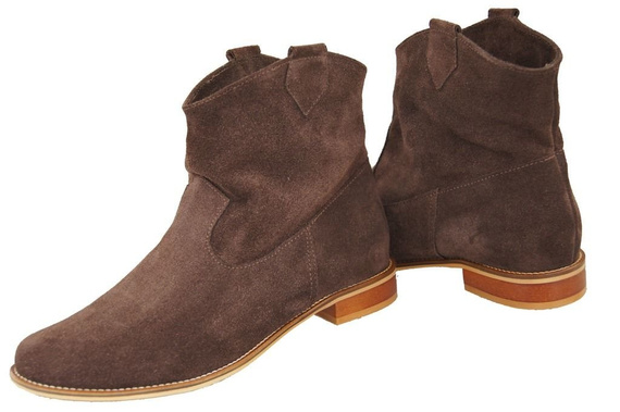 Obuwie Botki Damskie Wiosna / Jesień skóra naturalna welurowa Czekolada 132 L ElitaBut