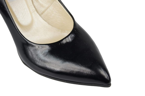 Obuwie Damskie Czółenka skóra naturana Czarne Lakierowane 816 ElitaBut