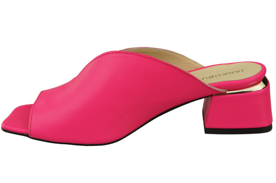 Obuwie Damskie Klapki Na Obcasie Neonowy Róż Skóra naturalna 210 ElitaBut