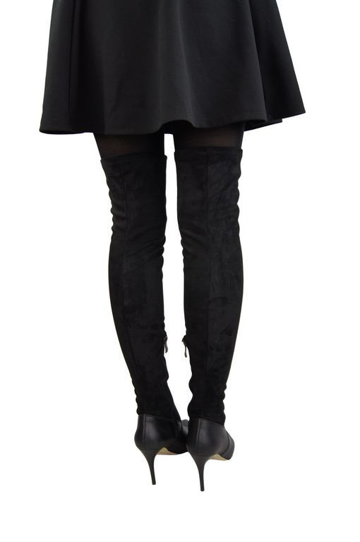 Obuwie Kozaki Damskie Szpilki za kolano rozciągliwy strecz 963 W ElitaBut