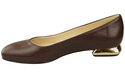 Płaskie Obuwie Damskie Czółenka Czekoladowe Ozdobny Obcas Skóra naturalna 209 ElitaBut