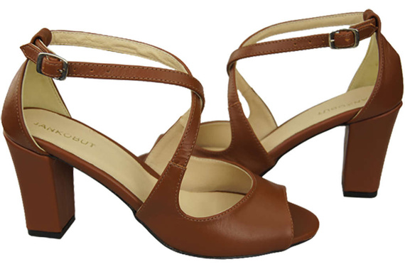 Obuwie Damskie Sandały Brązowe Skóra Naturalna 186 ElitaBut