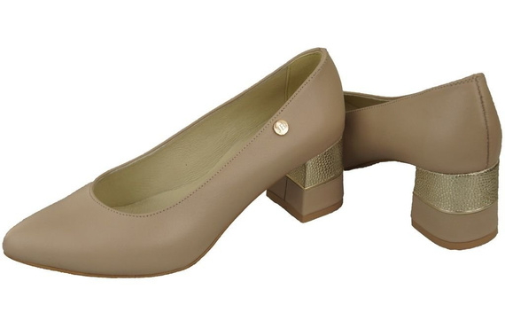 Obuwie Damskie Czółenka Cappuccino lico Skóra naturalna 142 ElitaBut