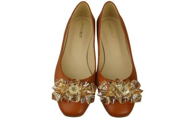 Women's Pumps with Crystals Flat Natural Leather 216 ElitaBut