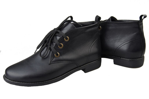 Obuwie Damskie Botki Ocieplane skóra naturalna Czarne 979 Z Elitabut