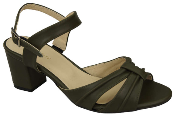 Obuwie Damskie Sandały Oliwkowe Skóra Naturalna 168 ElitaBut