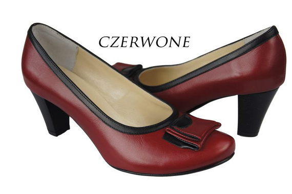 Obuwie Damskie Czółenka skóra naturalna Czerwone 824 ElitaBut