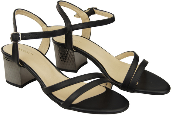 Obuwie Damskie Czarne Skóra Naturalna 197 Sandały Zmysłowo Odsłaniające Stopę ElitaBut