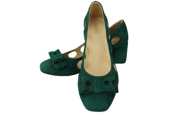 Obuwie Damskie Czółenka Malachitowe Skóra naturalna zamszowa 182 ElitaBut
