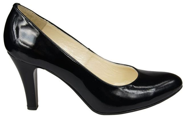 Obuwie Damskie Czółenka skóra naturalna Czarne Lakierowane 764 ElitaBut
