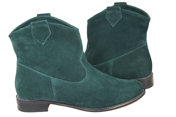 Obuwie Botki Damskie Wiosna / Jesień skóra naturalna welurowa Malachitowy 132 L ElitaBut