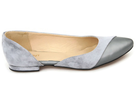 Obuwie Damskie Baleriny Popielate skóra naturalna Zamszowa 146 ElitaBut