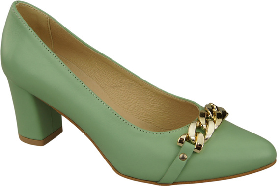 Classic Women's  Pumps Shoes made of Natural Leather with a Gold Decorative Chain 200 ElitaBut
