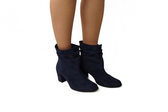 Obuwie Damskie Botki skóra naturalna Granatowe 986 ElitaBut