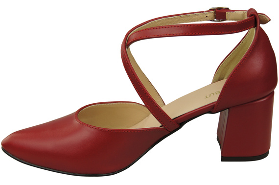 Elegant Leather Sandals with Open Sides on a Stable Heel 218 ElitaBut