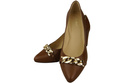 Classic Women's Pumps Shoes made of Natural Leather with a Gold Decorative Chain 200 ElitaBut