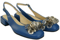 Obuwie Damskie Sandały Niebieskie z Kryształkami Skóra naturalna 215 ElitaBut