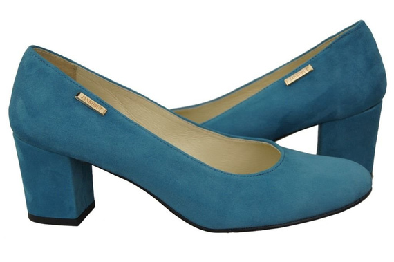 Obuwie Damskie Czółenka Błekitne Skóra Naturalna Zamszowa 125 ElitaBut