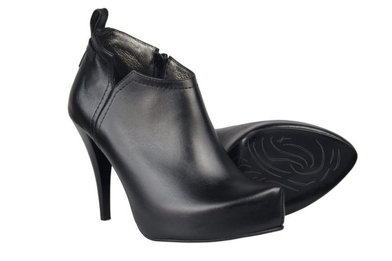 Wiosna/Jesień Obuwie Damskie Botki skóra naturalna Czarne 794 ElitaBut