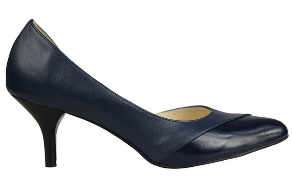 Obuwie Damskie Czółenka skóra naturalna Granatowe 898 ElitaBut